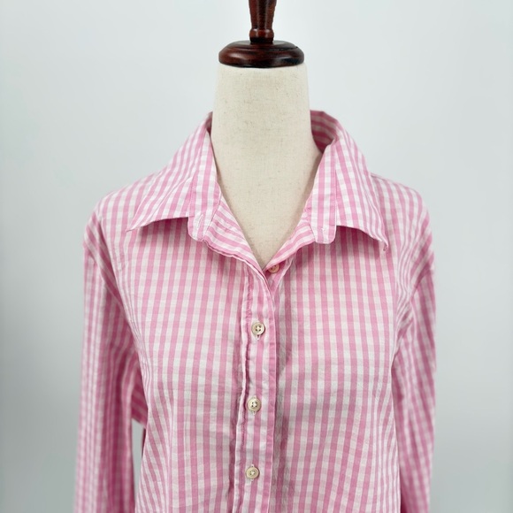 The Shirt by Rochelle Behrens Pink Gingham Button Down XL - Picture 3 of 7